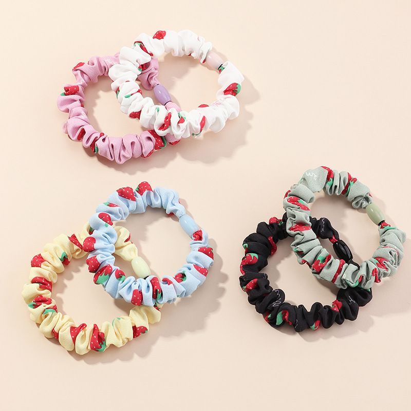 Fashion Printing Fruit Candy Color Strawberry Girls Hair Rope Rubber Band Set  Wholesale