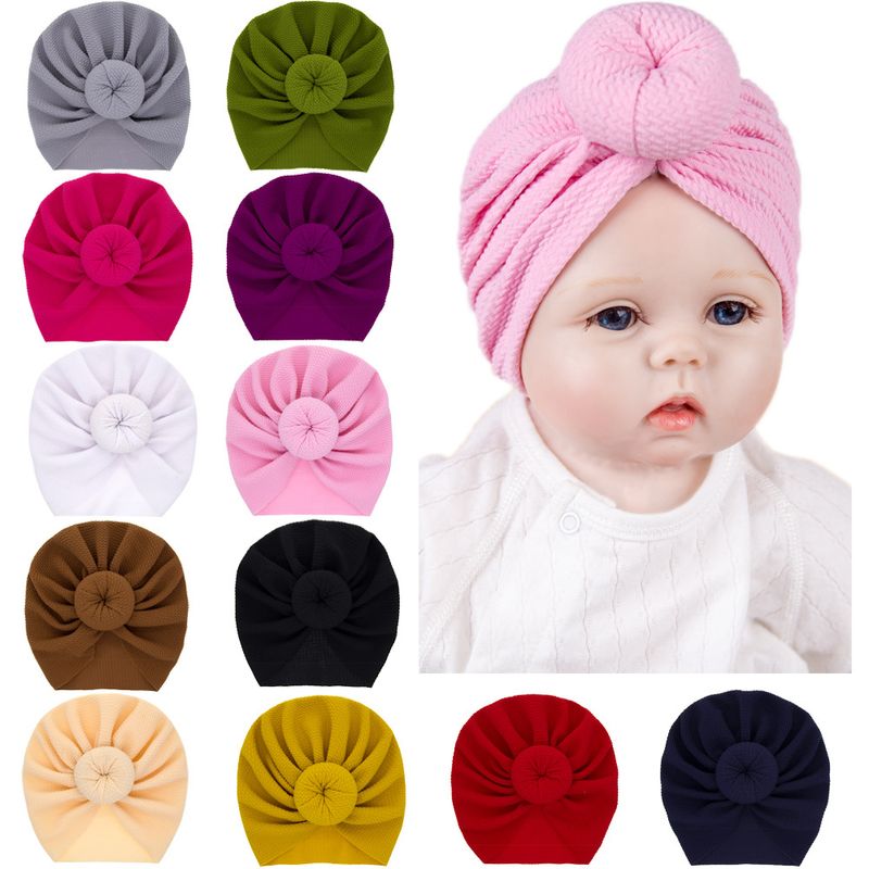 Europäischer Und Amerikanischer Baby Einfarbiger Kugelkopf Hut Außenhandel Neugeborene Runde Kugel Kapuze Kinder Einfarbiger Hut Großhandel