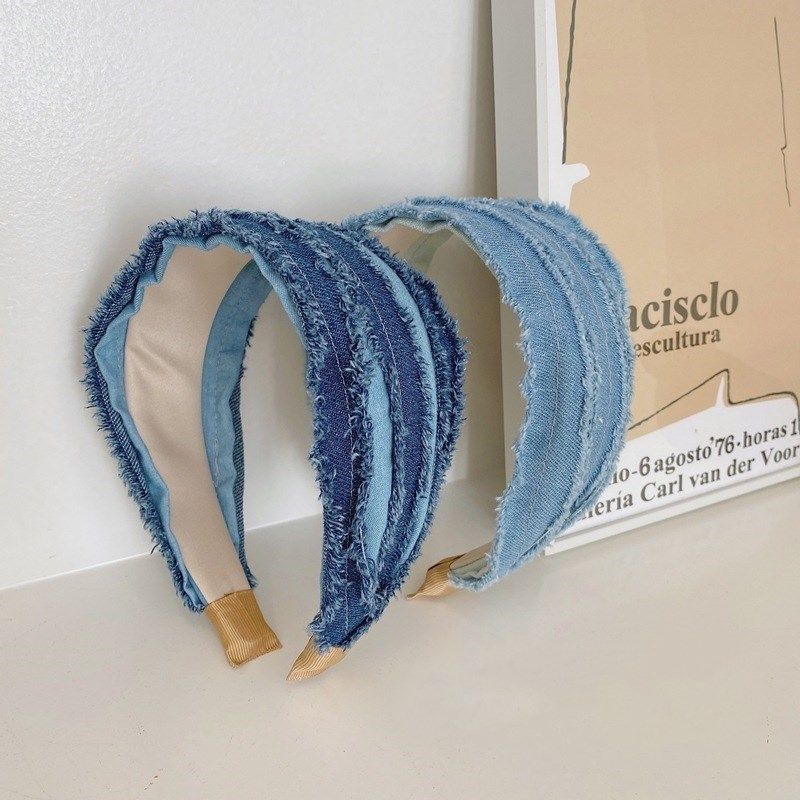 Korean Retro Denim Fold Wild New Cloth Wide Brim Simple Fashion Headband