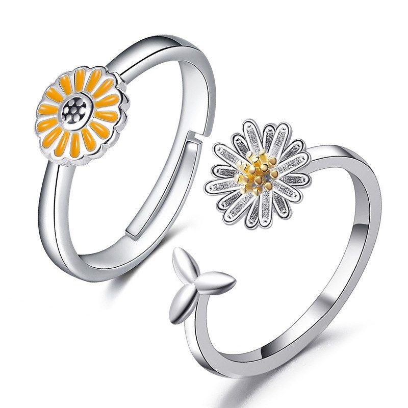 Estilo Coreano Anillo De Flor De Margarita Simple Anillo De Girasol Anillo Ajustable Al Por Mayor Nihaojewelry