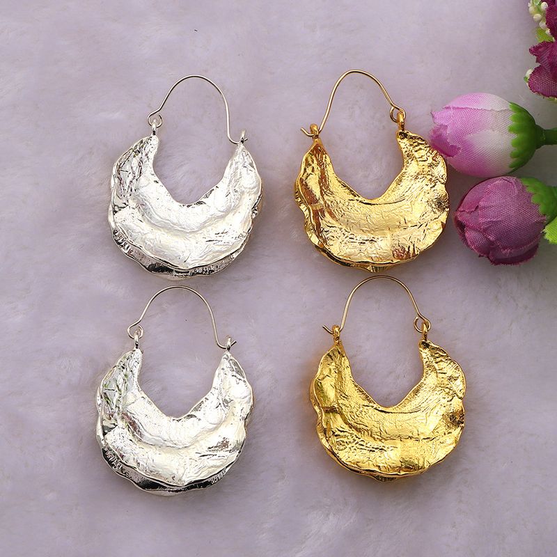 Concave-convex Metallic Luster U-shaped Alloy Earrings
