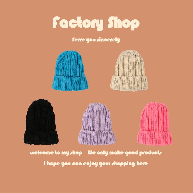 Thick Thread Woolen Hat Children's Knitted Hat Candy Color Solid Color Pullover Cap Wholesale Nihaojewelry