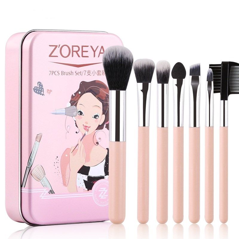 7 Pointed Tail Handle Makeup Brush Set Beginner Portable Fiber Hair Full Set Of Beauty Tool Brushes