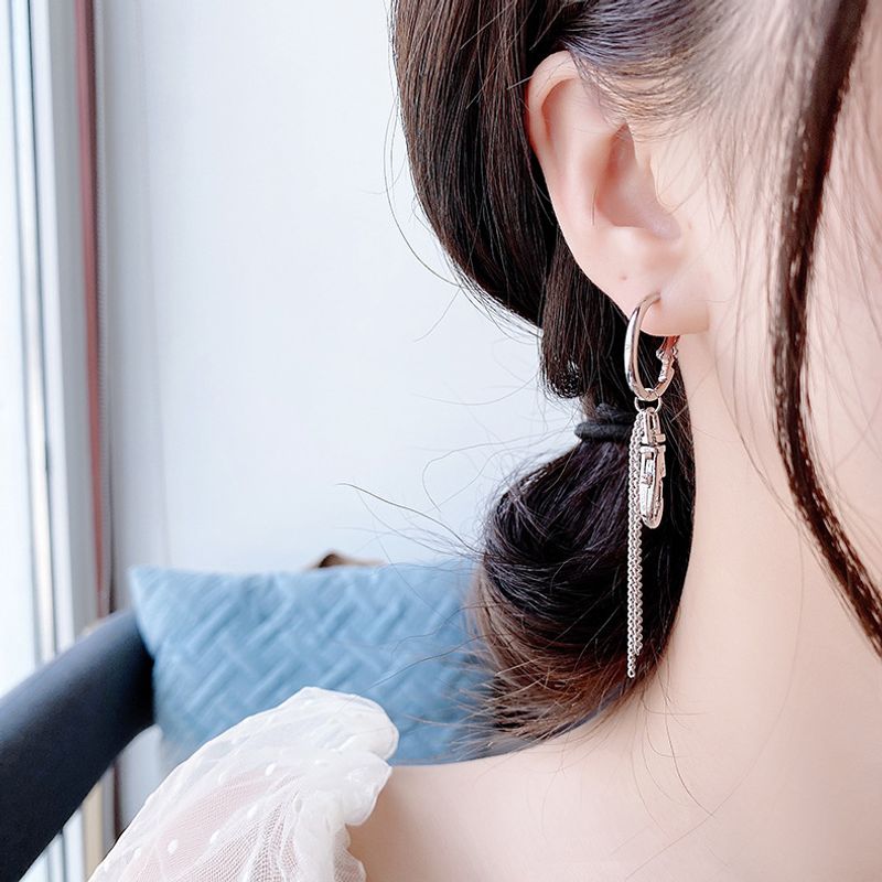 Asymmetrical Lock Chain Girl Earrings Hip Hop Chain Necklace Wholesale Nihaojewelry