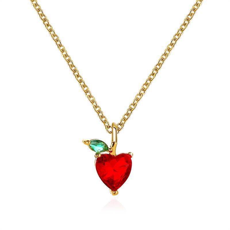 New Simple Student Fruit Apple Clavicle Chain Necklace For Women