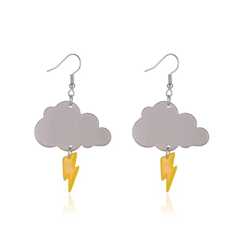 New Creative Cartoon Diy Dark Clouds Lightning Earrings Wholesale Nihaojewelry