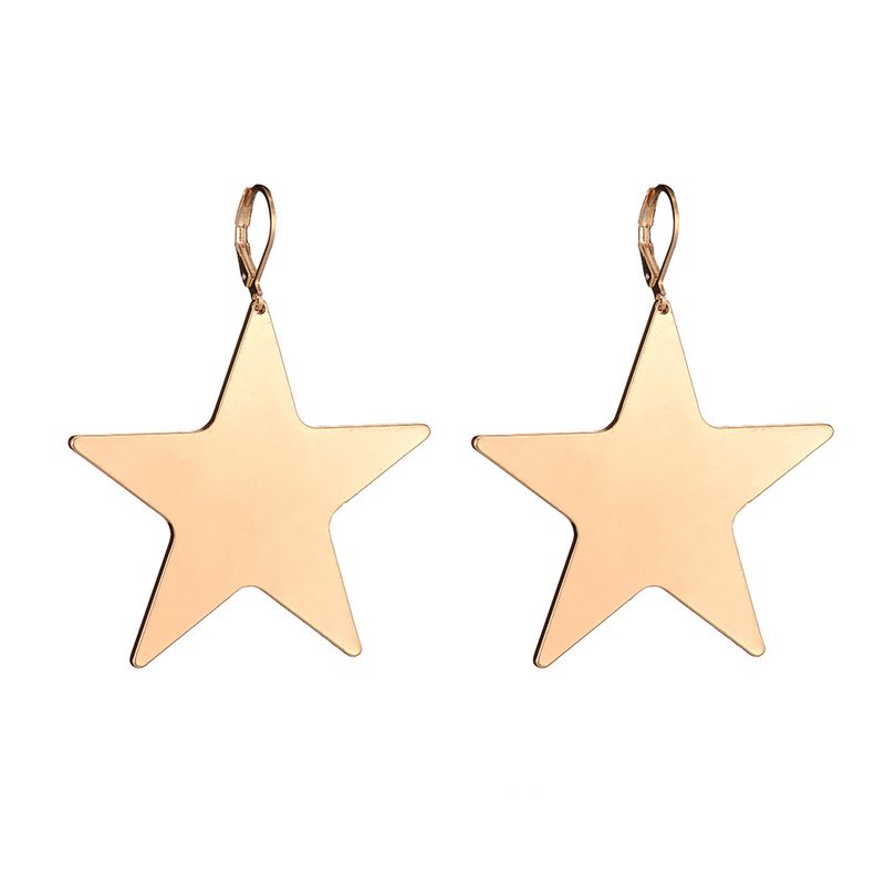 Nouvel Alliage Simple Géométrique Étoiles À Cinq Branches Boucles D&#39;oreilles Brillantes En Gros Nihaojewelry