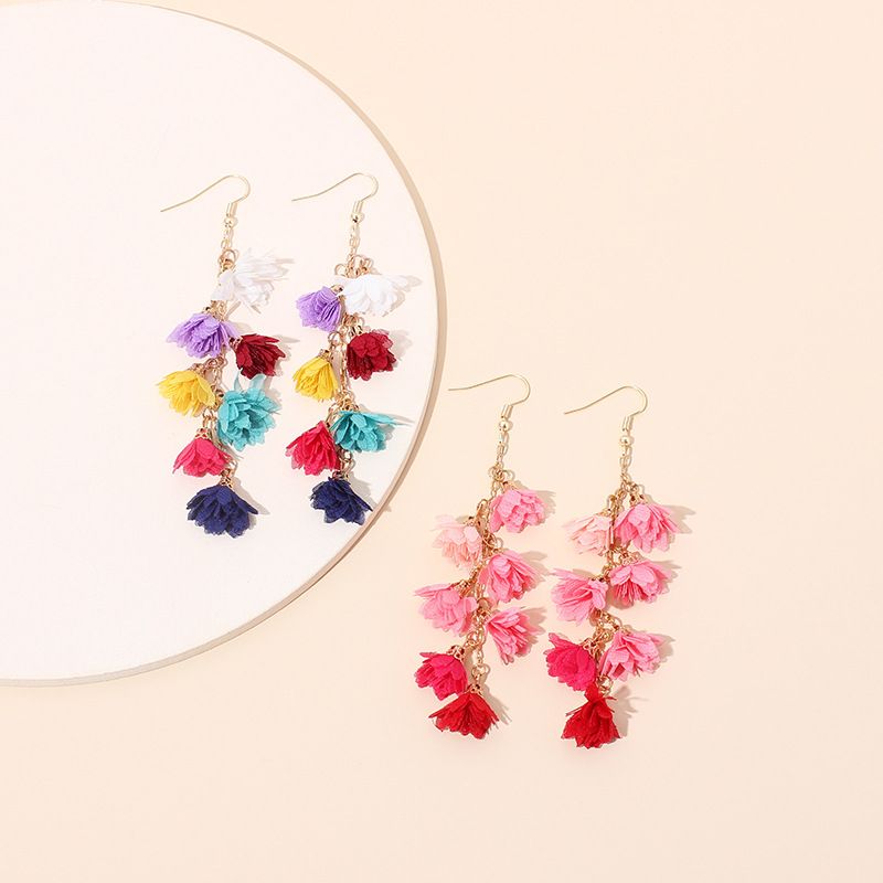 Boucles D&#39;oreilles À Crochet D&#39;oreille De Couleur Bohème À Long Gland De Style Ethnique De Mode Pour Les Femmes