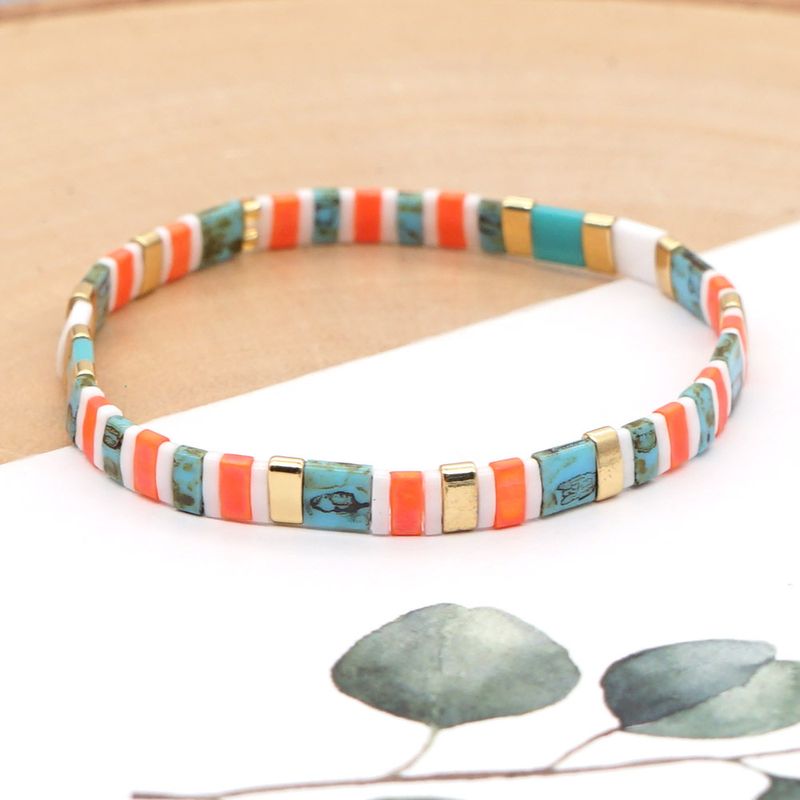 Pulsera De Cuentas De Arroz De Color Estilo Playa Bohemio Con Cuentas Hechas A Mano Para Mujer