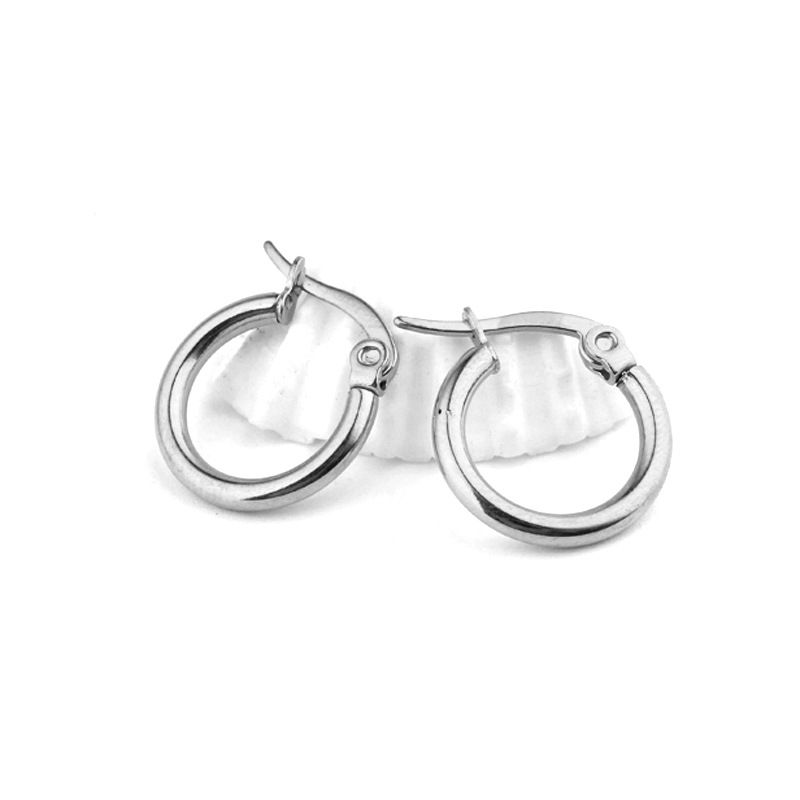 12/14mm Stainless Steel Titanium Steel Earrings Fashion Simple Gold Earrings Wholesale Nihaojewelry