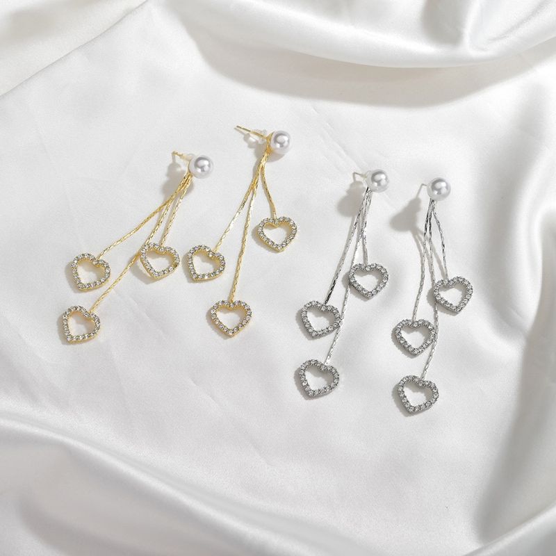 Coréen S925 Argent Boucles D&#39;oreilles D&#39;amour Doux Longues Boucles D&#39;oreilles Pompon En Gros Nihaojewelry