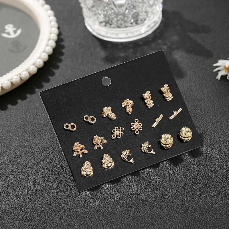 Fashion New Retro Simple Golden All-match Alloy Earring Set For Women