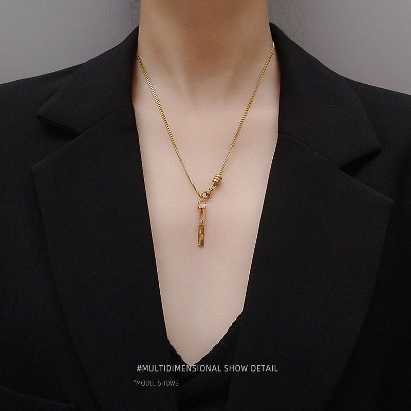 Fashion U-shaped New Accessories Diamond Long Brand Titanium Steel Clavicle Necklace