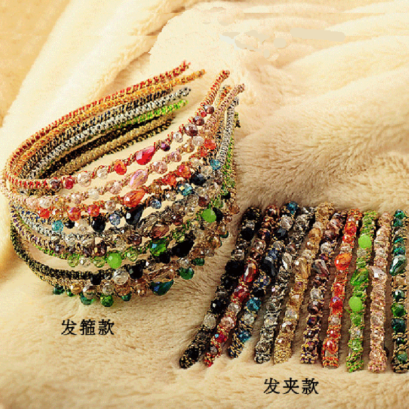 Korean Colorful Flash Irregular Crystal Around The Wide Side Headband  Wholesale