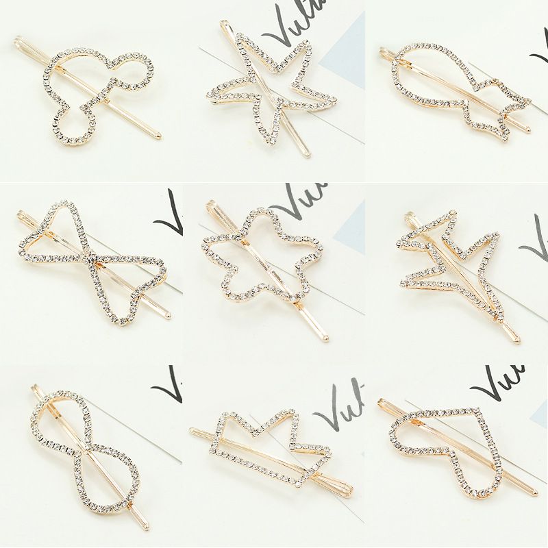 New Korean Alloy Rhinestone Love Flower Diamond Hairpin Starfish Bangs Clip Wholesale