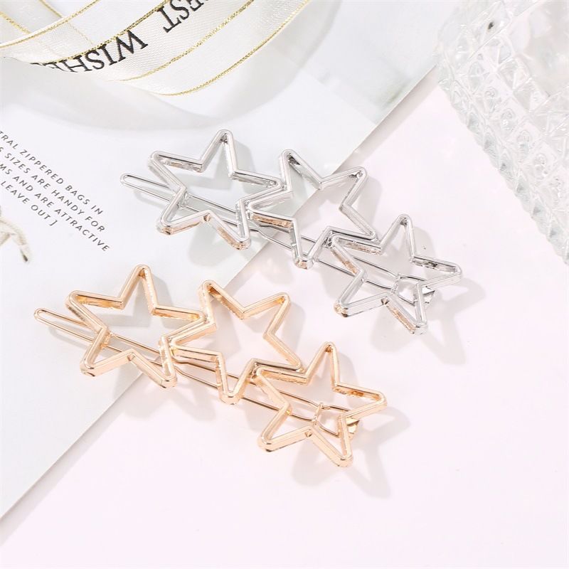 Korean Simple Hollow Five-pointed Star One Side Clip Three Stars Simple Metal Clip Wholesale