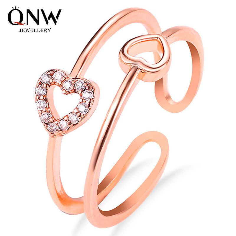 New Fashion Love Zircon Ring Simple Hollow Open Ring Wholesale Nihaojewelry