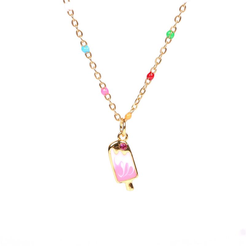 New Ice Bar Popsicle Necklace Color Drop Oil Pendant Short Clavicle Chain Wholesale