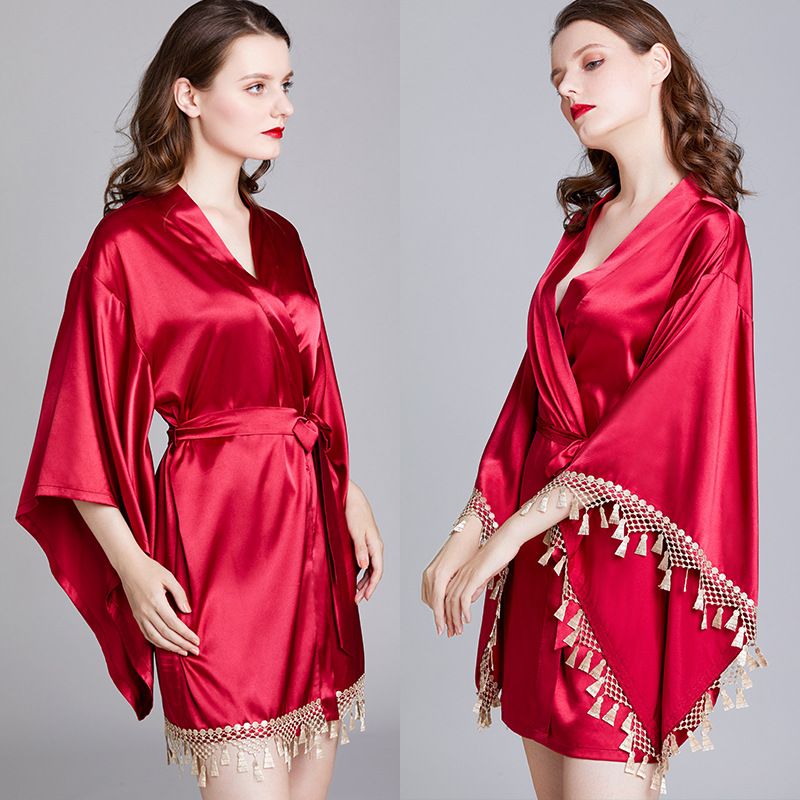 Pajamas Ladies Summer Silk Dressing Gown Wide-sleeved Cardigan Robe Wholesale