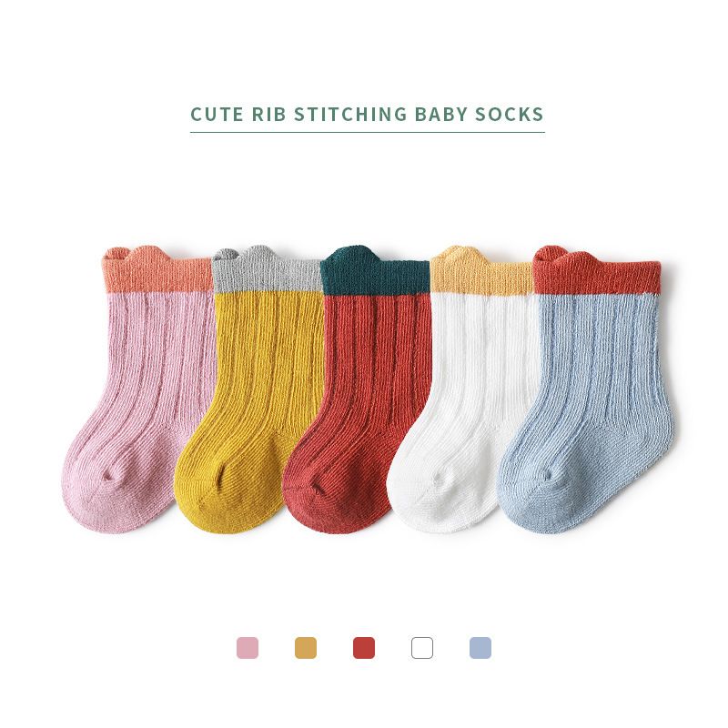 Autumn And Winter New Baby Short Tube Cute Color Matching Loose Mouth Cotton Socks Wholesale
