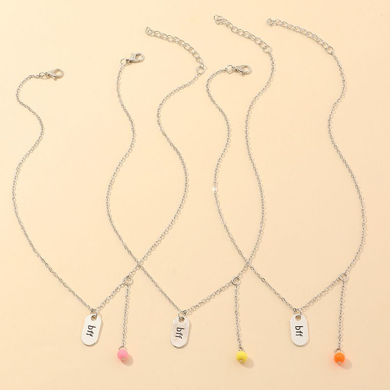 Fashion Jelly Color Beaded Pendant Necklace Clavicle Chain Girl's Necklace Wholesale