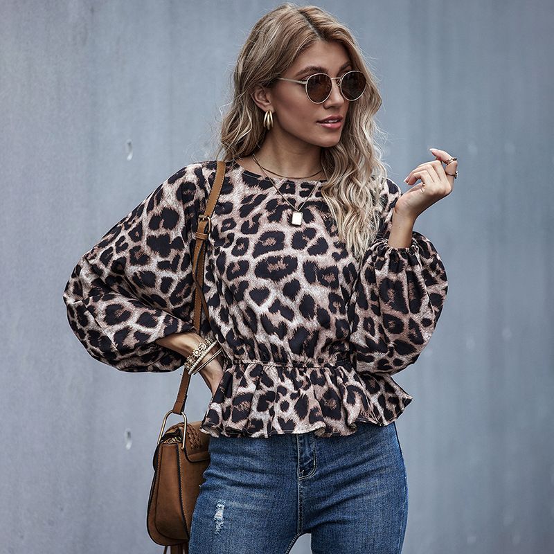 New Ladies Leopard Print Winter Women's Fashion Trends Shirts Tops