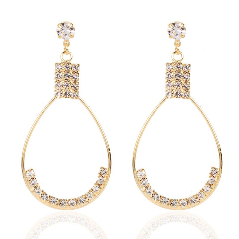 Alloy Diamond Drop-shaped Hollow Creative Earrings Wholesale Nihaojewerly