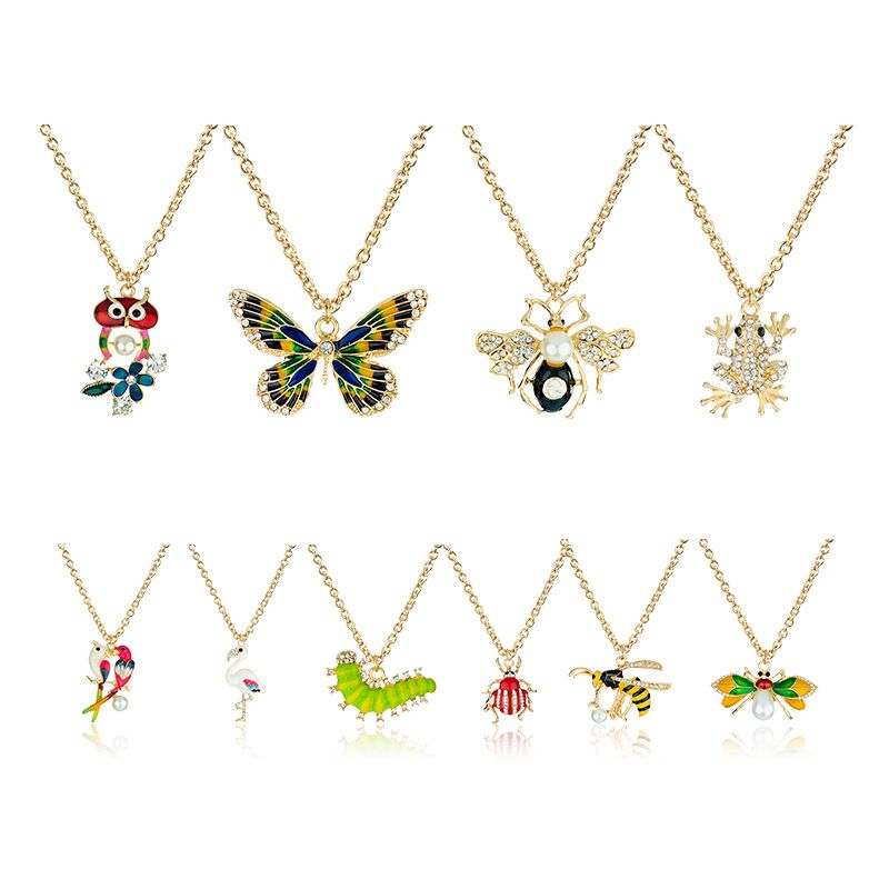 New Simple Animal Pendant Diamond Alloy Butterfly Bee Necklace