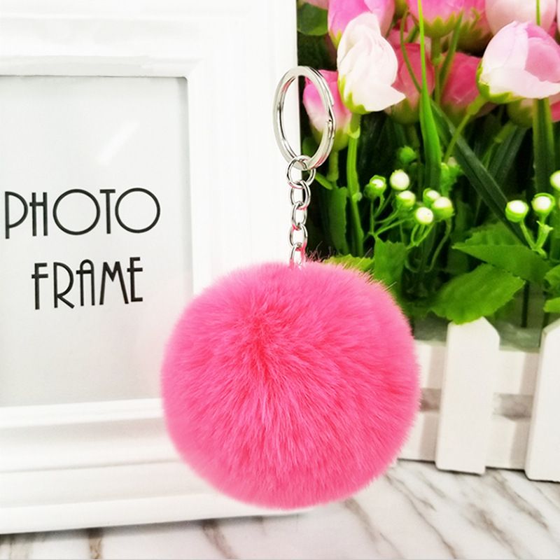 Fashion 8cm Rex Rabbit Hair Ball Faux Fur Short Hair Bag Keychain Pendant Wholesale