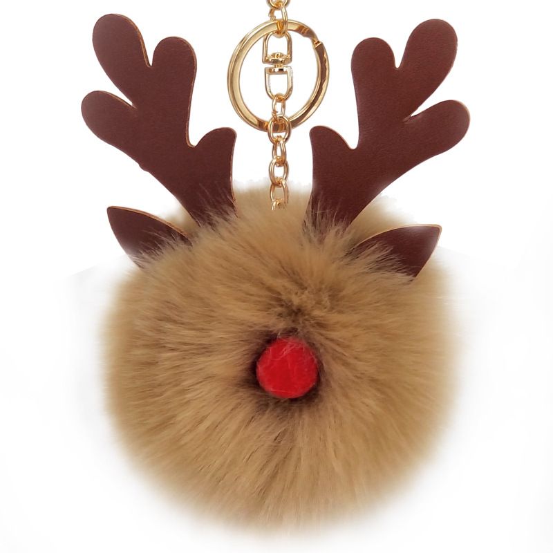 Cute Rabbit Fur Christmas Elk Keychain Pendant Bag Pendant Christmas Gifts