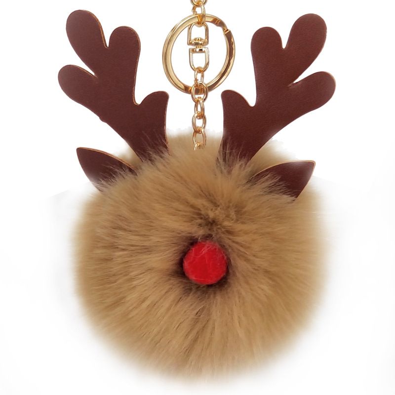 Niedliche Kaninchenfell-weihnachtselchschlüsselbundanhänger-taschenanhänger-weihnachtsgeschenke