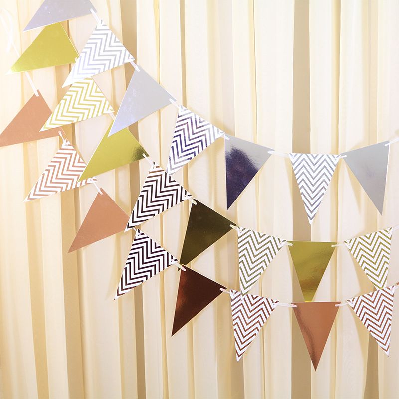 Bronzing Pennant String Flag Paper Wedding Layout Decoration Birthday Party Holiday Party Flag Pull Banner