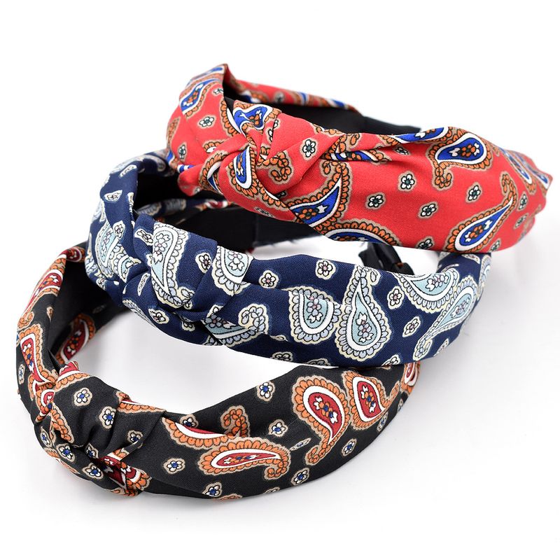 Retro Bohemian Water Drop Pattern Ethnic Headband Fabric Knotted Hair Accessories Wholesale