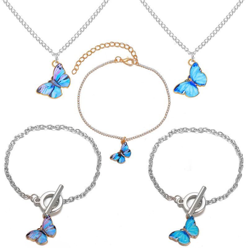 New Gradient Butterfly Simple Color Couple Alloy Clavicle Chain Necklace