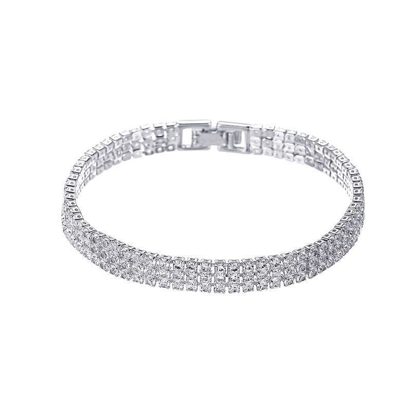 New  Simple Three-row Diamond Bracelet