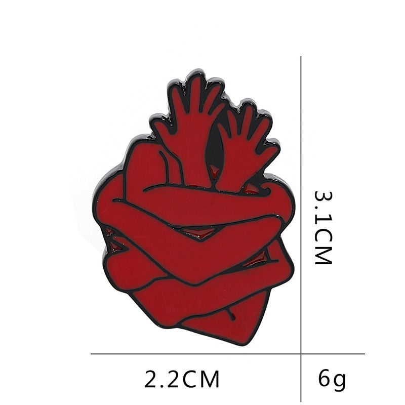 Nouveau Bras De Bande Dessinée De Broche Embrassant Des Accessoires De Broche Rétro Cowboy Coeur Rouge