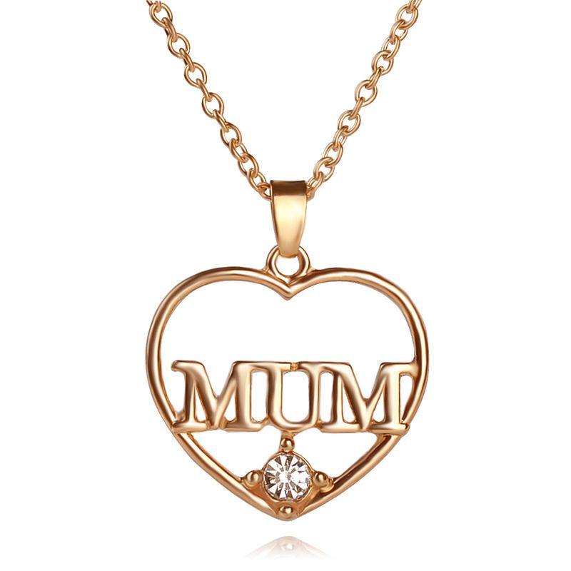 Neue Muttertagsgeschenke Für Mama Hollow Diamond Love-förmige Legierung Halskette Zubehör