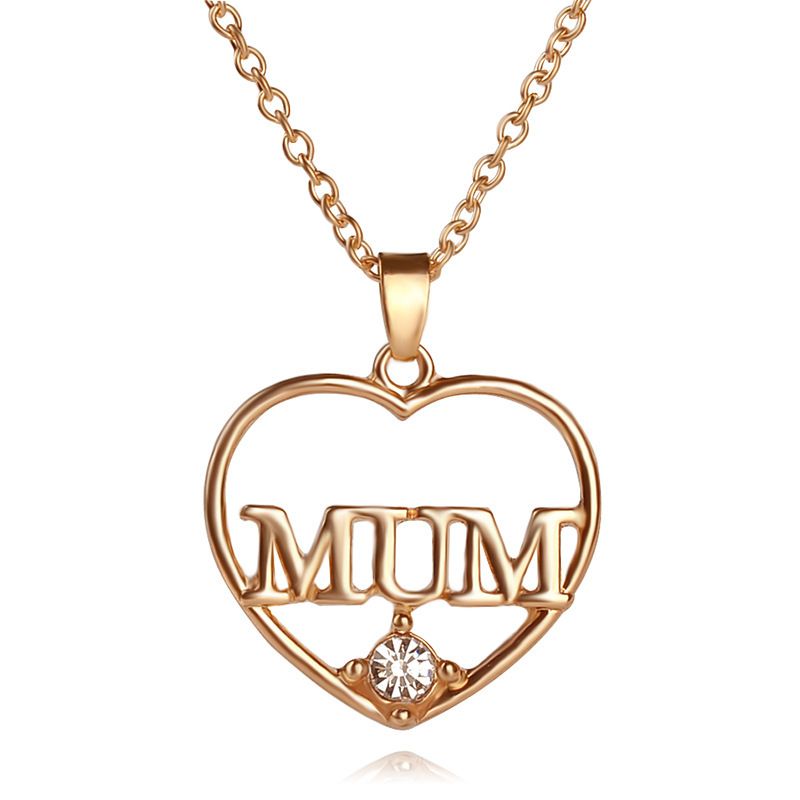 New Mother's Day Gifts For Mum Hollow Diamond Love-shaped Alloy Necklace Accessories