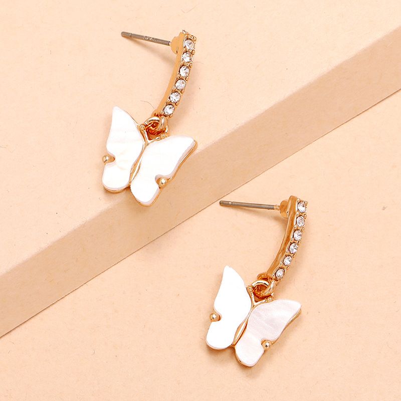 Boucles D'oreilles Papillon En Diamant De Marée Simple Douce De Fée Sauvage De La Mode Coréenne