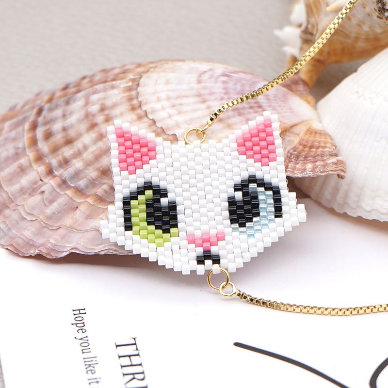 Korean Simple Cartoon Children's Animal Rice Beads Hand-woven Cat Bracelet For Women
