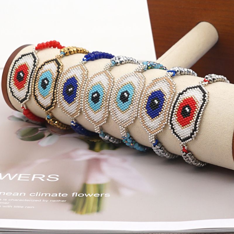 Fashion Ethnic Style Antique Rice Beads Hand-woven Demon Eye Bracelet For Women