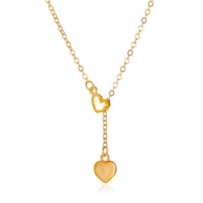 Nouveau Collier Pendentif En Alliage De Coeur Long Sauvage En Forme D&#39;amour Simple Chaîne De Clavicule Pour Les Femmes