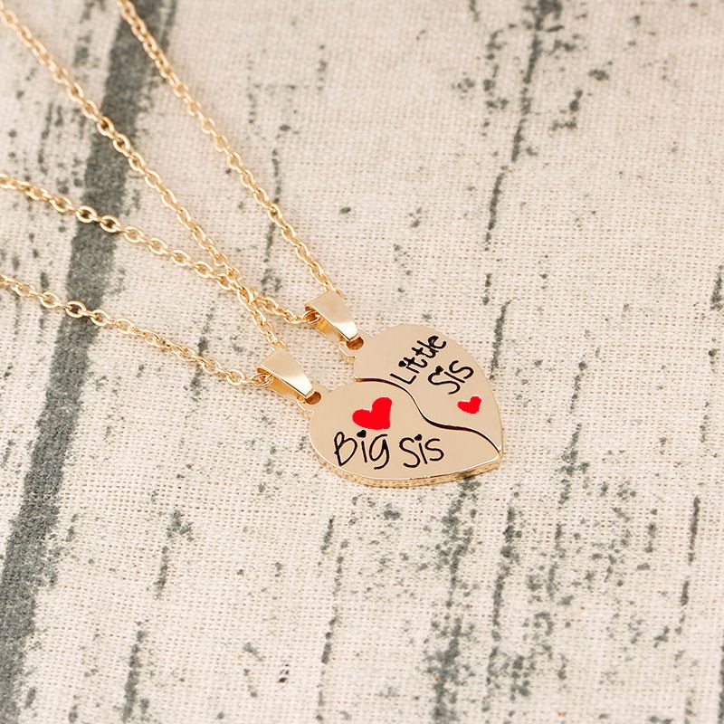 Fashion Hot-selling Good Sister Letter Gold Two-petal Love Stitching Alloy Necklace