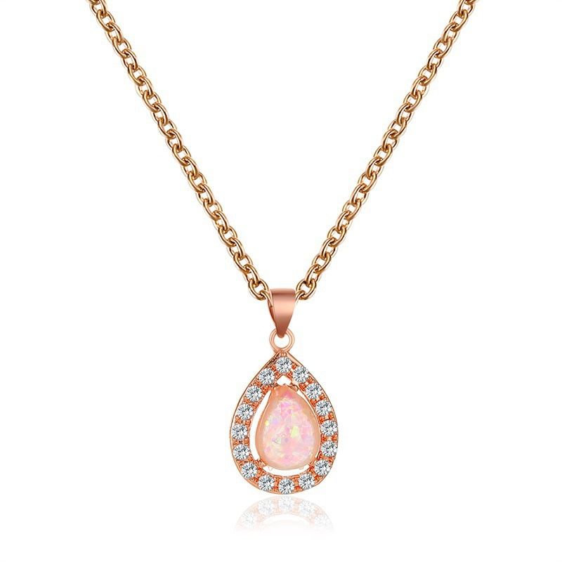 New Fashion Simple Drop Crystal Opal Pendant Necklace Clavicle Chain For Women