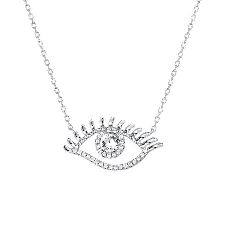 Neue Damenaugen Schlüsselbeinkette 925 Silber Eingelegt Teufelsauge Silber Halskette