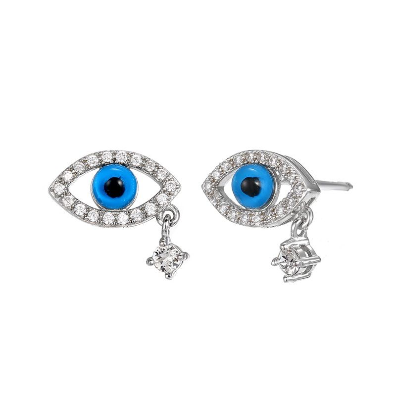 Fashion Devil's Eye Zircon 925 Silver Earrings For Women Wholesale