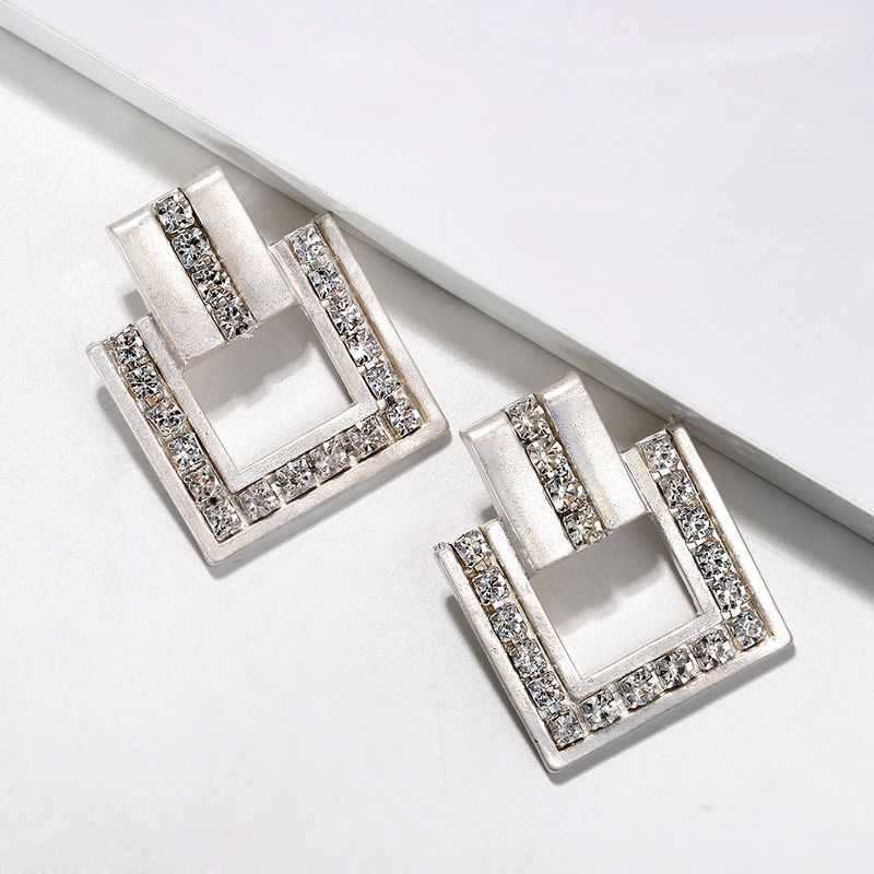 Geometric Diamond-encrusted Alloy Trendy Girl Exaggerated Fashion Earrings Wholesale Nihaojewelry