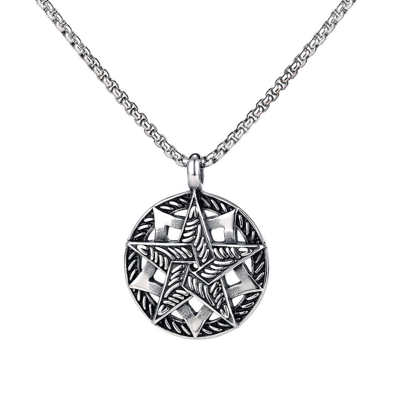 Hot-selling Hip-hop Style Titanium Steel  Multi-layer Five-pointed Star Hollow Necklace