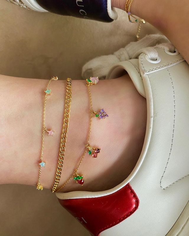 Fashion New Summer Cherry Fruit Element Alloy Anklet