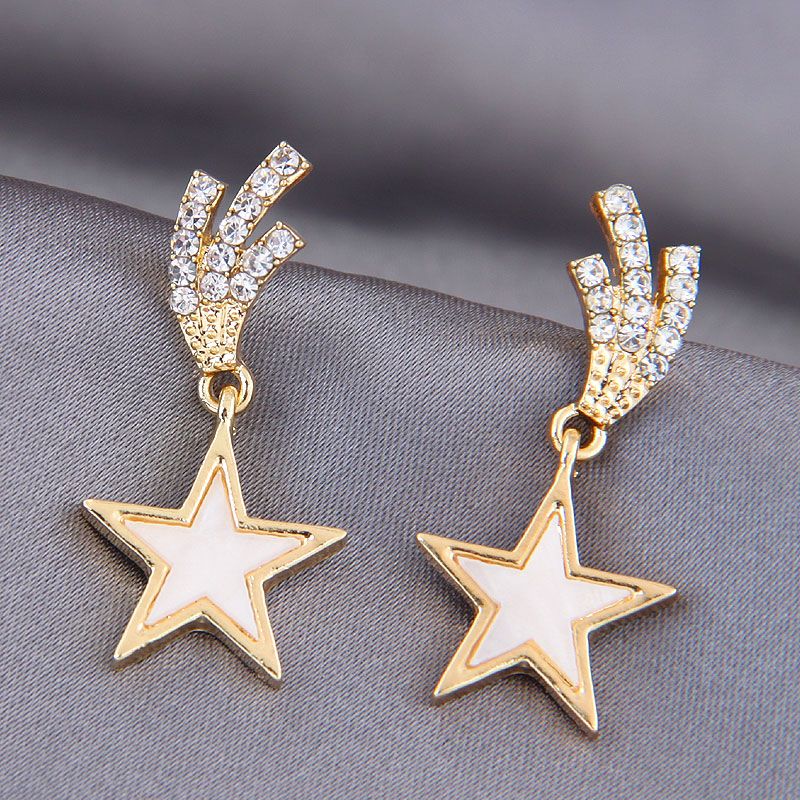 Pendientes De Botón De Estrella De La Suerte Dulce De Moda Coreana Al Por Mayor Nihaojewelry